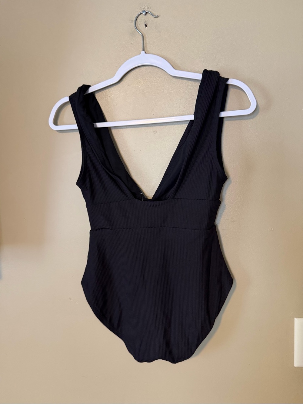 Andie Swim Mykonos Black Ribbed Deep V One-Piece Swimsuit - Picture 3 of 6